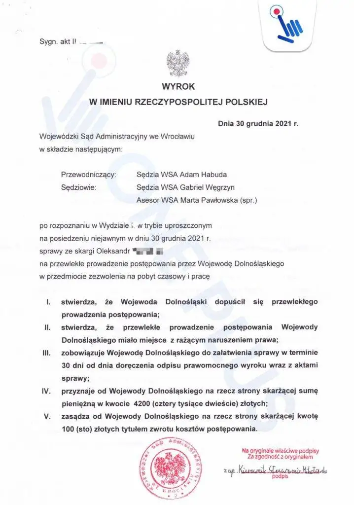 Kompensacja w wysokości 4300 zł za opóźnienie w rozpatrzeniu sprawy dotyczącej karty pobytu od 2017 roku.