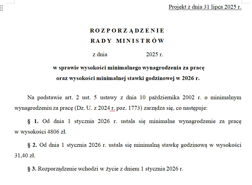 Minimalne wynarodzenie w Polsce na 2026 rok
